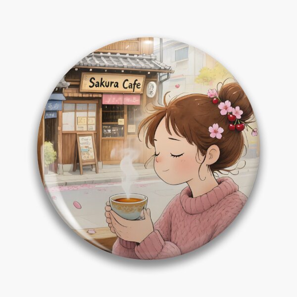 Item preview, Sakura Café Cozy Anime Girl Illustration designed and sold by Lunidama.