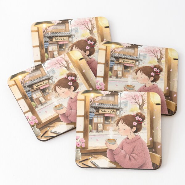Item preview, Sakura Café Cozy Anime Girl Illustration designed and sold by Lunidama.