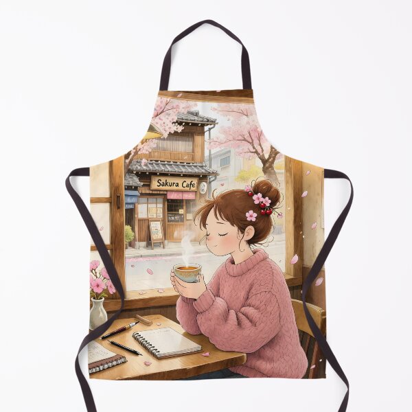 Item preview, Sakura Café Cozy Anime Girl Illustration designed and sold by Lunidama.