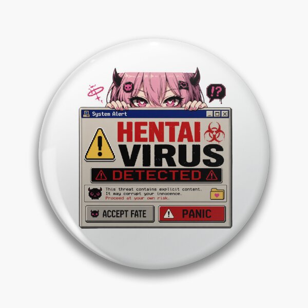 Item preview, Hentai Virus Detected Retro Anime Popup designed and sold by POD DYNASTY.