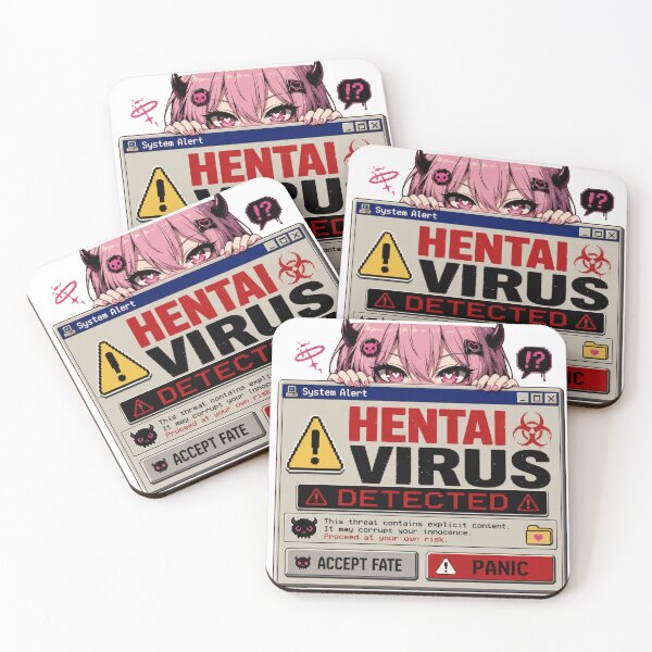 Item preview, Hentai Virus Detected Retro Anime Popup designed and sold by POD DYNASTY.