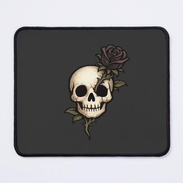 Item preview, Black Rose Skull — Gothic Floral Skull designed and sold by DreamMachine69.