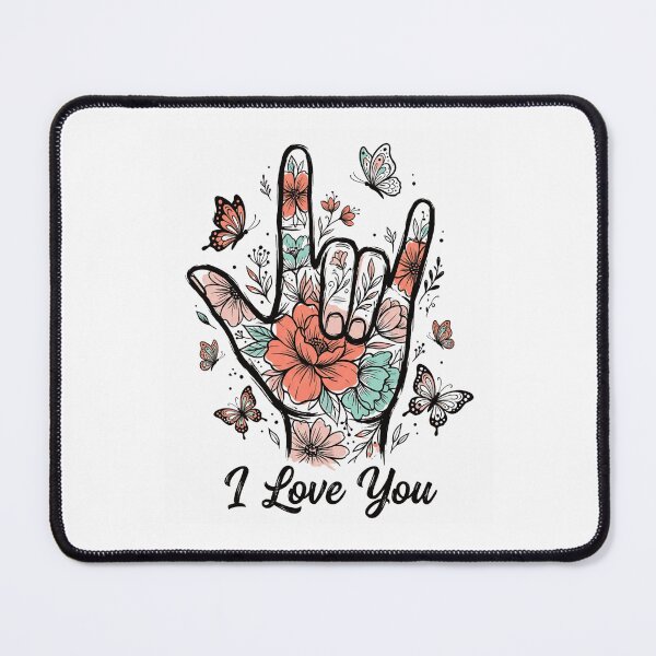 Item preview, I Love You ASL Floral Butterflies Design, Sign Language Love Gift, Cute Butterfly Graphic Tee designed and sold by AsturShop.