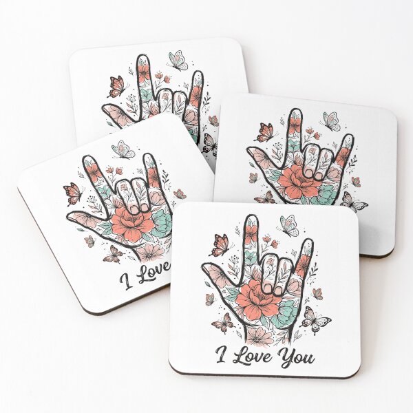 Item preview, I Love You ASL Floral Butterflies Design, Sign Language Love Gift, Cute Butterfly Graphic Tee designed and sold by AsturShop.