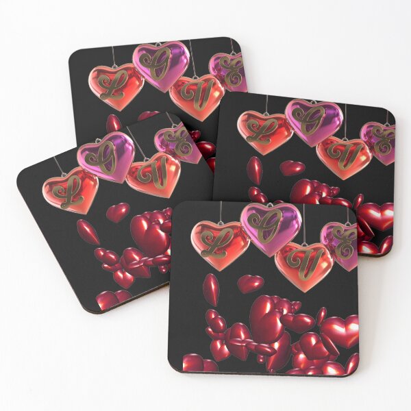 Item preview, Red Liquid Chrome Hanging Hearts | Luxury 3D Art designed and sold by Rawafi Art Studio.
