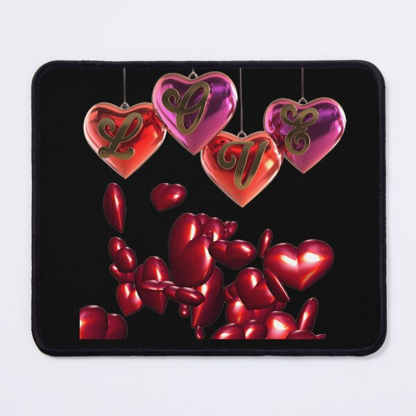 Item preview, Red Liquid Chrome Hanging Hearts | Luxury 3D Art designed and sold by Rawafi Art Studio.