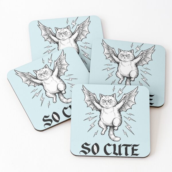 Item preview, So Cute Devil Cat with Bat Wings and Lightning | Funny Gothic Cat Art | Evil Cute Cat Illustration | Dark Humor Cat Print designed and sold by NeonKawaiiCo.