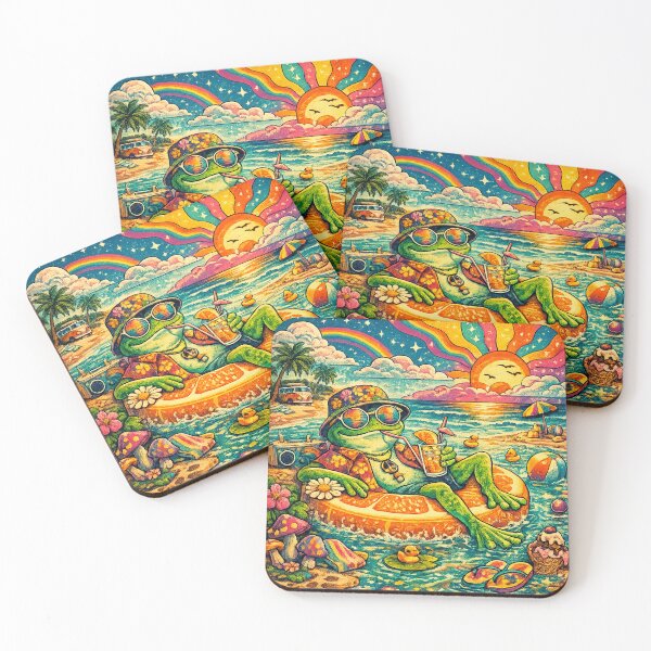 Item preview, Psychedelic Summer Frog Retro Beach Vibes Cute Vintage Frog Aesthetic designed and sold by artistezone.