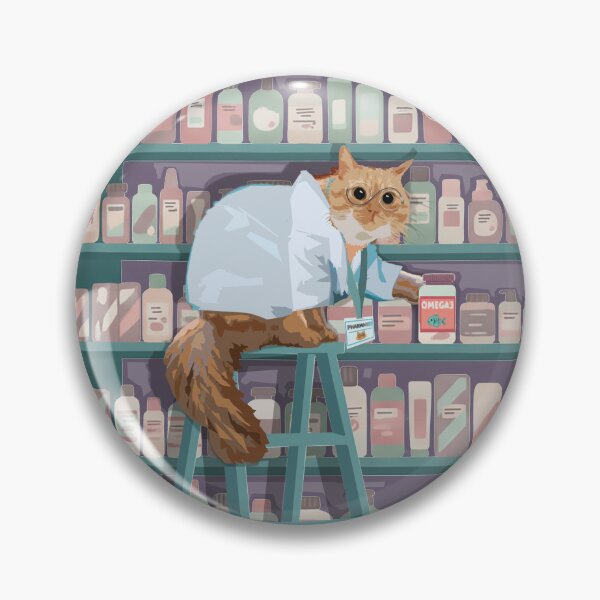 Item preview, The Pharmacist Cat – Cozy Pastel Pharmacy Illustration designed and sold by Kataverse.