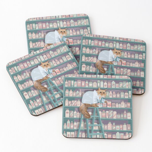 Item preview, The Pharmacist Cat – Cozy Pastel Pharmacy Illustration designed and sold by Kataverse.