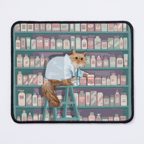 Item preview, The Pharmacist Cat – Cozy Pastel Pharmacy Illustration designed and sold by Kataverse.