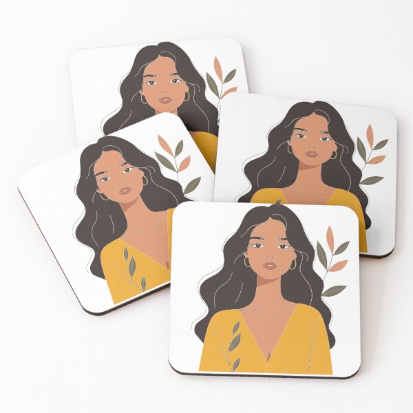 Item preview, Wavy Hair Woman Illustration - Modern Amber & Ochre Feminine Wall Art designed and sold by BestChoiceService.