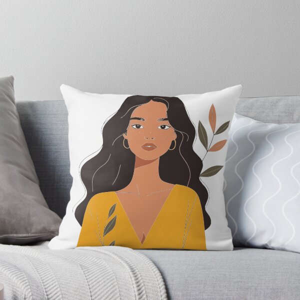 Item preview, Wavy Hair Woman Illustration - Modern Amber & Ochre Feminine Wall Art designed and sold by BestChoiceService.