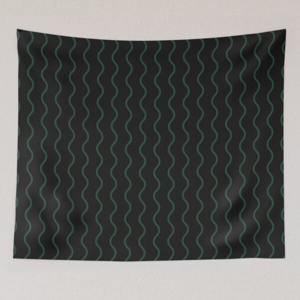 Item preview, Black And Forest Green Waves Pattern designed and sold by pattern-archive.