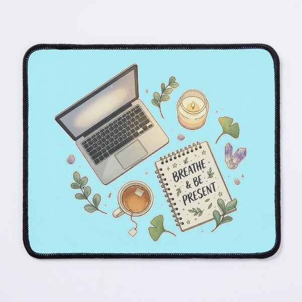 Item preview, Cozy Desktop Self Care Breathe Present Art designed and sold by BlurBlurDesign.