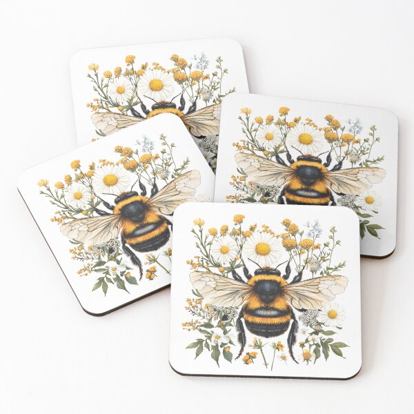 Item preview, Botanical Bee & Wildflower Design | Cottagecore Nature Art designed and sold by innerfaith.