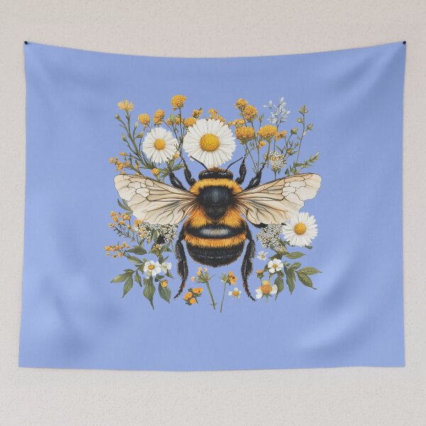 Item preview, Botanical Bee & Wildflower Design | Cottagecore Nature Art designed and sold by innerfaith.