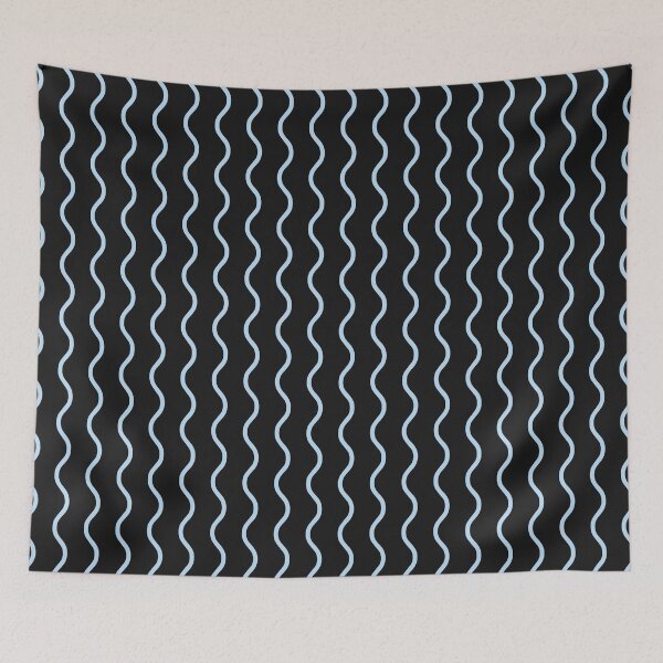 Item preview, Black And Ice Blue Waves Pattern designed and sold by pattern-archive.