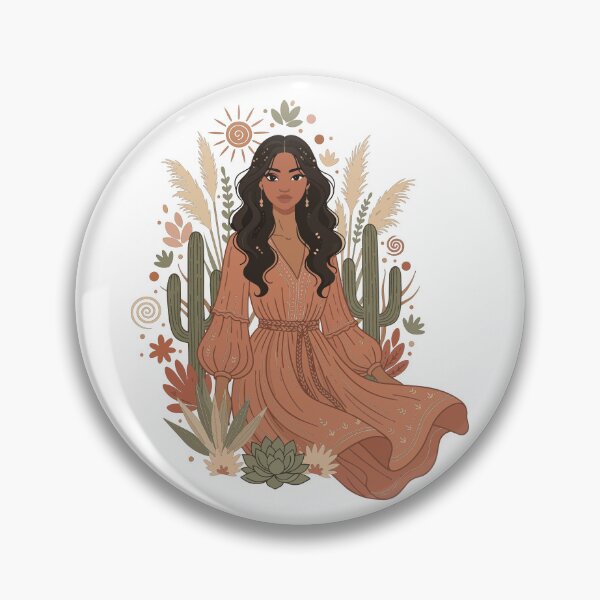 Item preview, Boho Desert Woman Illustration - Terracotta Cactus & Wildflower Art designed and sold by BestChoiceService.