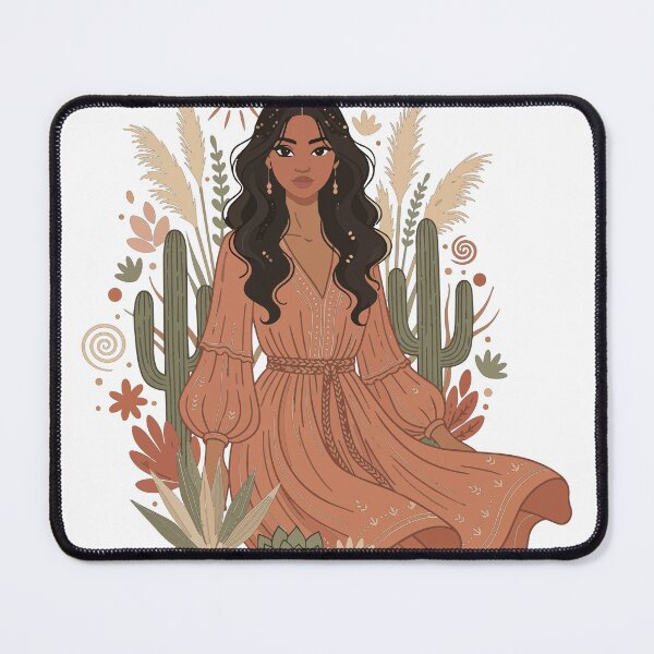Item preview, Boho Desert Woman Illustration - Terracotta Cactus & Wildflower Art designed and sold by BestChoiceService.