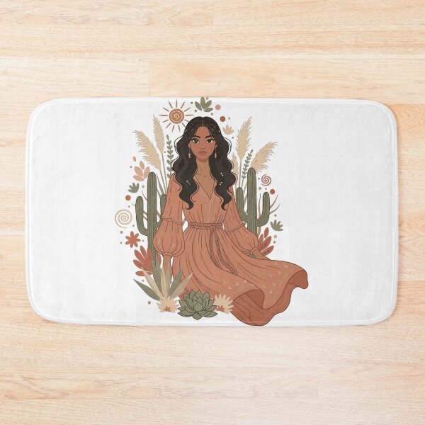 Item preview, Boho Desert Woman Illustration - Terracotta Cactus & Wildflower Art designed and sold by BestChoiceService.