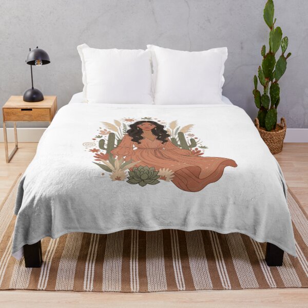 Item preview, Boho Desert Woman Illustration - Terracotta Cactus & Wildflower Art designed and sold by BestChoiceService.