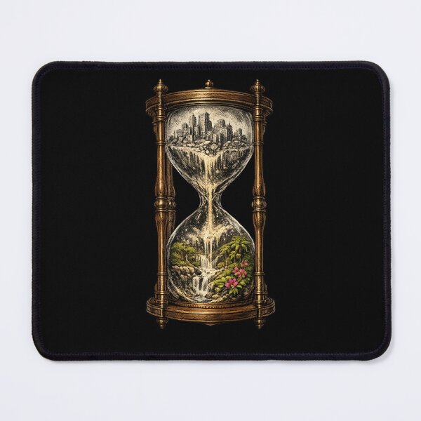 Item preview, Hourglass City & Nature – Surreal Time Art | Philosophy Fine Art Print & Poster designed and sold by ArtoryWorks.