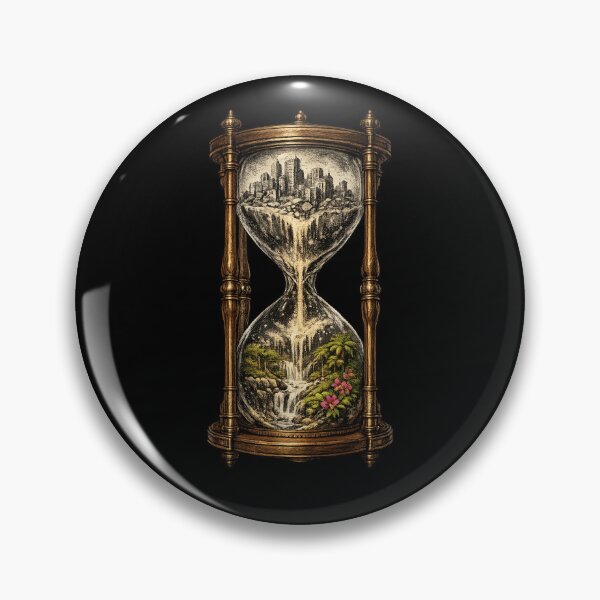 Item preview, Hourglass City & Nature – Surreal Time Art | Philosophy Fine Art Print & Poster designed and sold by ArtoryWorks.