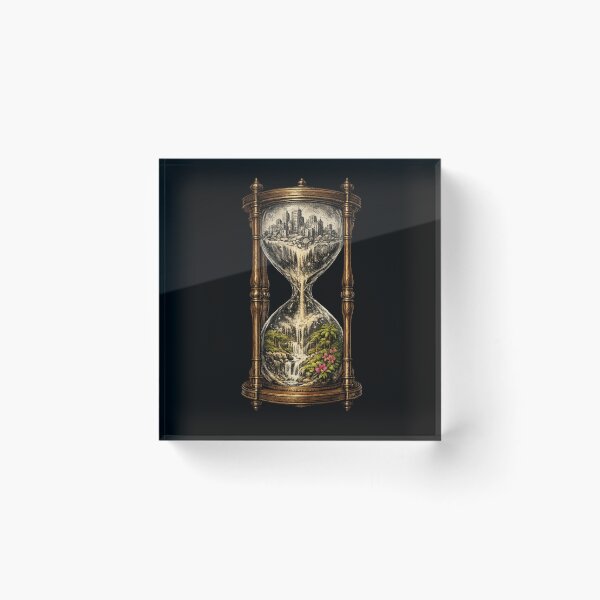 Item preview, Hourglass City & Nature – Surreal Time Art | Philosophy Fine Art Print & Poster designed and sold by ArtoryWorks.
