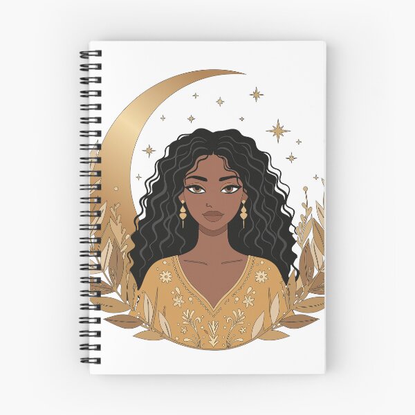 Item preview, Celestial Moon Goddess Art - Gold Crescent & Star Boho Woman Print designed and sold by BestChoiceService.