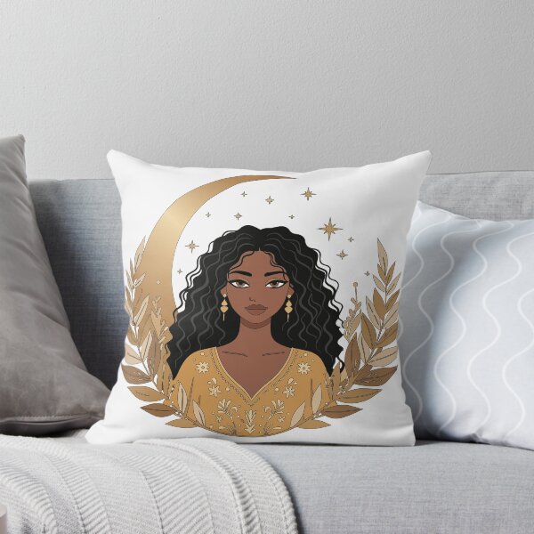 Item preview, Celestial Moon Goddess Art - Gold Crescent & Star Boho Woman Print designed and sold by BestChoiceService.