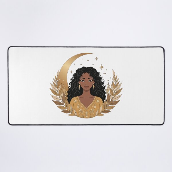 Item preview, Celestial Moon Goddess Art - Gold Crescent & Star Boho Woman Print designed and sold by BestChoiceService.