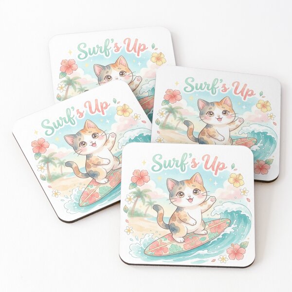 Item preview, Surf’s Up Lani Cat Sticker | Cute Hawaiian Surf Cat Watercolor Kawaii Art designed and sold by LaniDigitalNook.