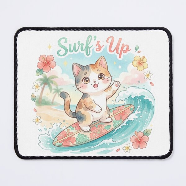 Item preview, Surf’s Up Lani Cat Sticker | Cute Hawaiian Surf Cat Watercolor Kawaii Art designed and sold by LaniDigitalNook.