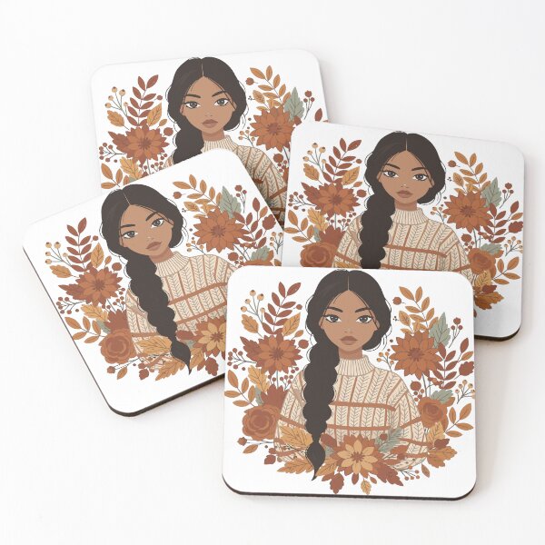 Item preview, Autumn Girl with Braid Illustration - Floral Fall Aesthetic Wall Art designed and sold by BestChoiceService.