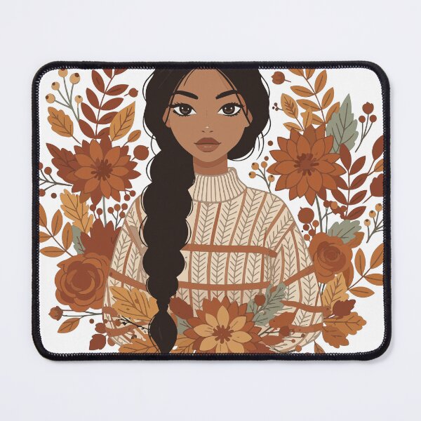 Item preview, Autumn Girl with Braid Illustration - Floral Fall Aesthetic Wall Art designed and sold by BestChoiceService.