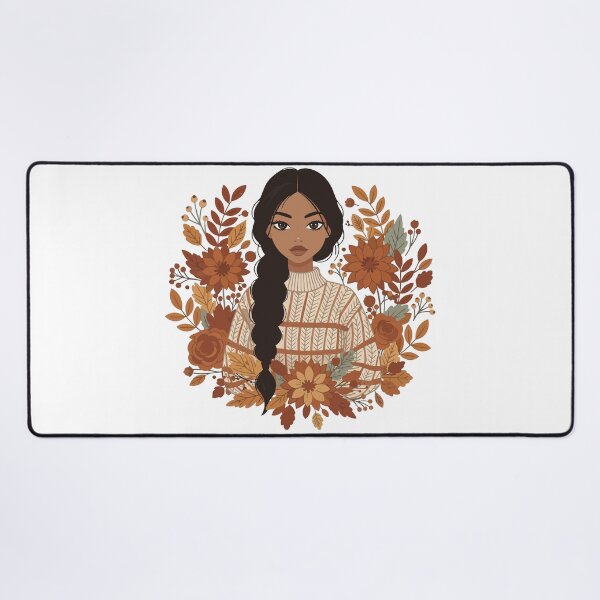Item preview, Autumn Girl with Braid Illustration - Floral Fall Aesthetic Wall Art designed and sold by BestChoiceService.