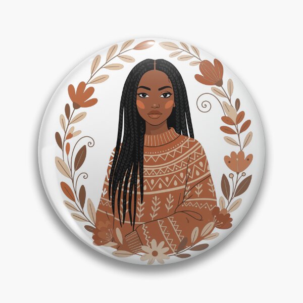 Item preview, Braided Hair Woman in Ethnic Sweater - Cozy Winter Floral Portrait designed and sold by BestChoiceService.