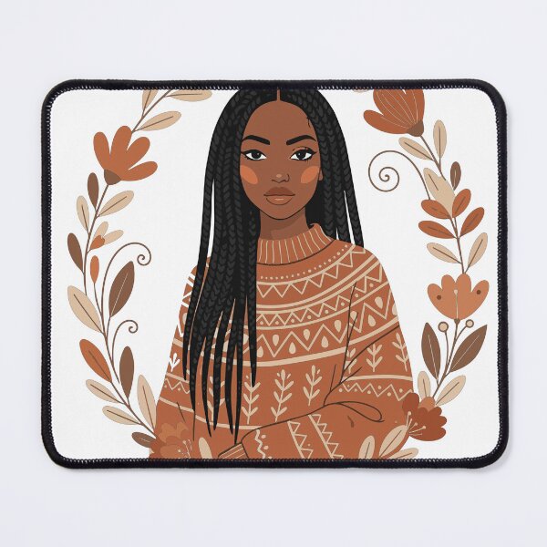 Item preview, Braided Hair Woman in Ethnic Sweater - Cozy Winter Floral Portrait designed and sold by BestChoiceService.