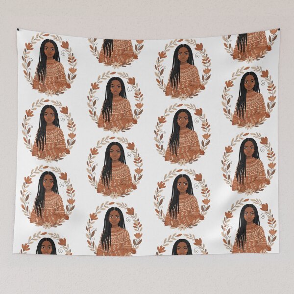 Item preview, Braided Hair Woman in Ethnic Sweater - Cozy Winter Floral Portrait designed and sold by BestChoiceService.