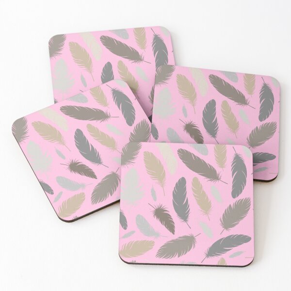 Item preview, Metallic feather shades on pink pattern designed and sold by BritishDelights.