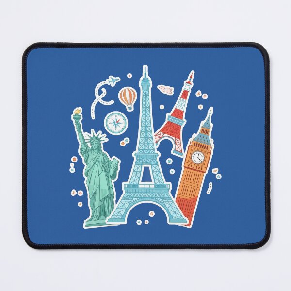 Item preview, World Landmarks Travel Aesthetic Illustration designed and sold by BlurBlurDesign.