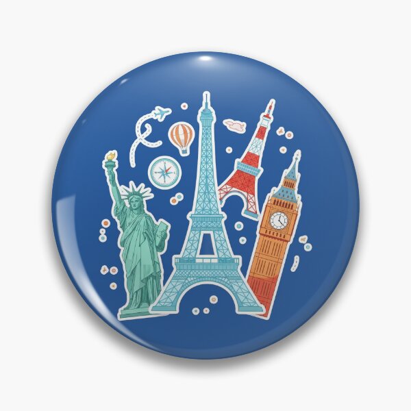Item preview, World Landmarks Travel Aesthetic Illustration designed and sold by BlurBlurDesign.