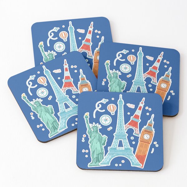 Item preview, World Landmarks Travel Aesthetic Illustration designed and sold by BlurBlurDesign.