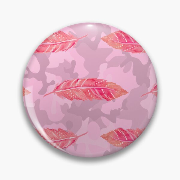 Item preview, Camouflage and pink feathers pattern designed and sold by BritishDelights.