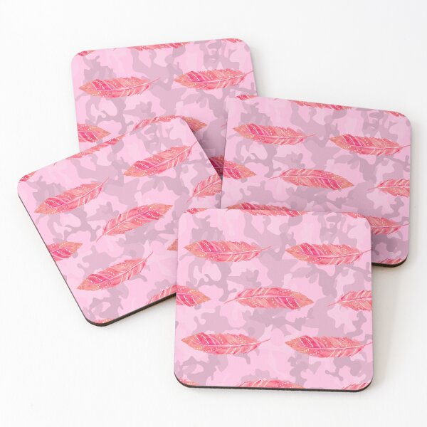 Item preview, Camouflage and pink feathers pattern designed and sold by BritishDelights.