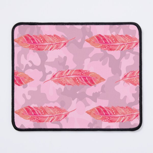 Item preview, Camouflage and pink feathers pattern designed and sold by BritishDelights.