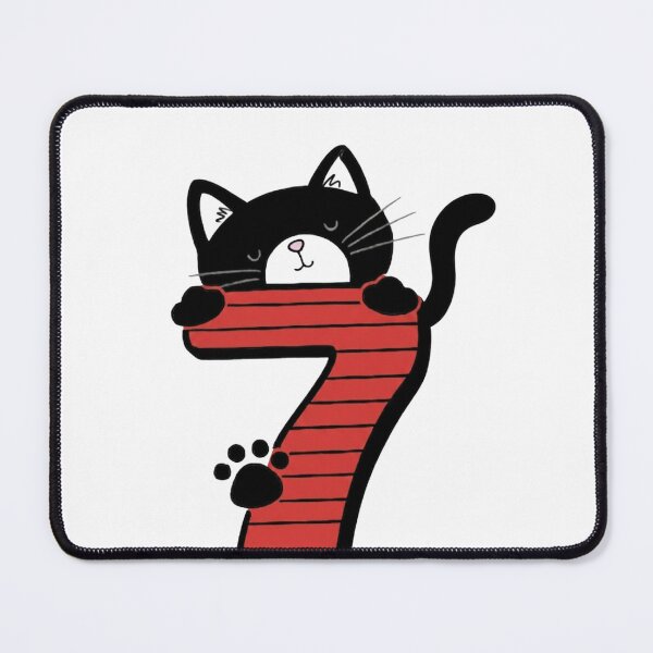 Item preview, Cute Black Cat Holding Number Seven designed and sold by SpiritoftheEast.