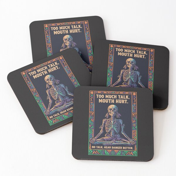 Item preview, "Too Much Talk Mouth Hurt" Funny Introvert Skeleton Meme designed and sold by Cipher & Soul.