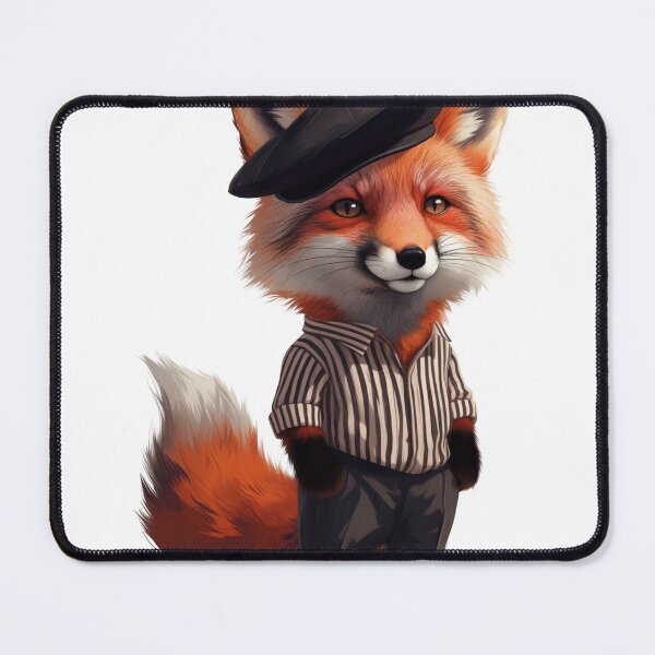 Item preview, Stylish French Fox with Beret | Anthropomorphic Animal Art designed and sold by ekemarket.